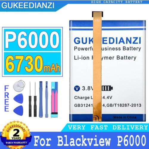 6730mAh GUKEEDIANZI Battery For Blackview P6000 Mobile Phone Big Power Bateria