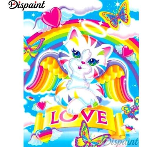 Dispaint Full Square/Round Drill 5D DIY Diamond Painting "Color cat butterfly" 3D Embroidery Cross Stitch Home Decor Gift A12463