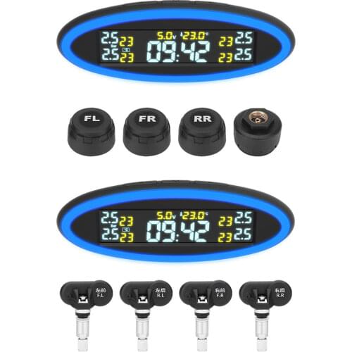 TY100 Car TPMS Auto Tyre Tire Pressure Temperature Monitoring System with 2-Color Ambient Lights Tires Pressure Monitor Systems