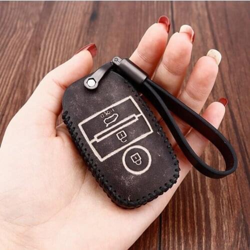 Genuine Leather Car Key Case Cover For Kia Rio Ceed Soul Sportage Sorento Carens Picanto Protection Key Shell Skin Bag Only Case
