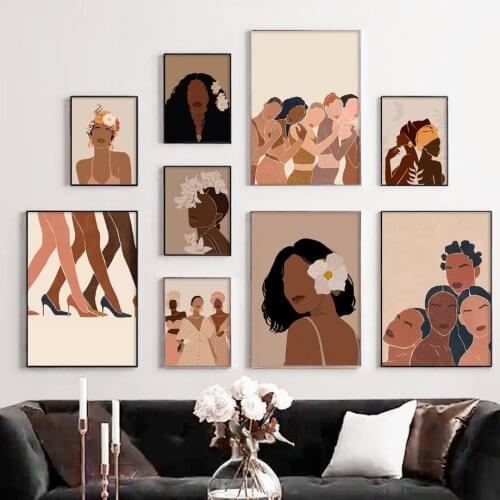 Black Girl Woman Illustration African Wall Art Canvas Painting Nordic Posters And Prints Wall Pictures For Living Room Decor