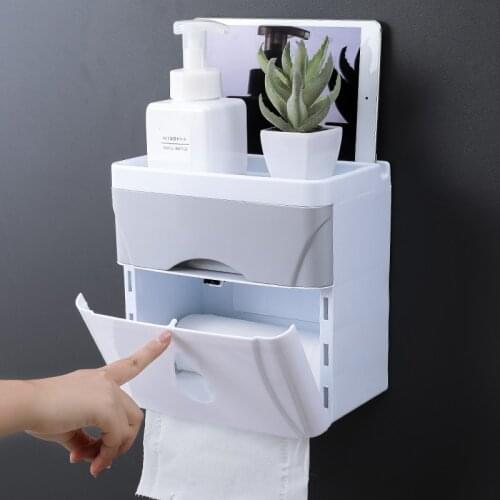 Double-layer paper towel holder, toilet paper tray, waterproof toilet paper rack, hand tray, punch-free