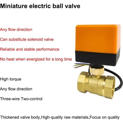 1/2" 3/4" 1" 1-1/4" 1-1/2" 2" Electric Ball Valve Brass Air Conditioning Floor Heating Solenoid Valve Two-Way AC220V DC24V DC12V