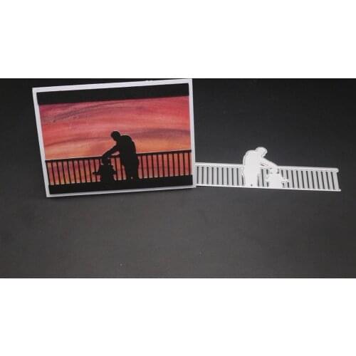 Hemere Father and Son next to the Fence Metal Cutting Dies Scrapbooking Embossing Paper Decorative Crafts Die Cut 2019 new