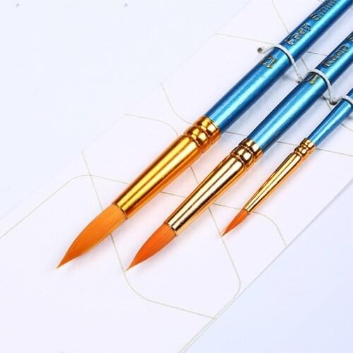 3 Pcs/Set Paint Brushes Supplies Watercolor Paint Pen 2Color Wooden Handle For Painting Double Color Nylon Hair Round Brush