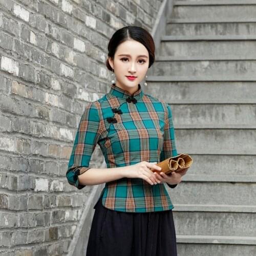 SHENG COCO Chinese Tops Camisa China Mujer Modern Chinese Style cheongsam Blouse Retro Qipao Shirt Traditional Clothing Tops