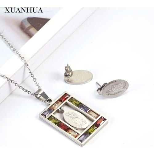 XUANHUA Stainless Steel Fashion Fine Jewelry Set Jewelry Accessories Necklace Earrings Set Gifts For Women Wholesale Lots Bulk