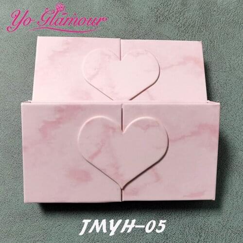New Arrival Heart Shaped Luxury Eyelash Packaging Box Wholesale Bulk Empty Lash Box Case for 25mm False Eyelash Rectangle Makeup