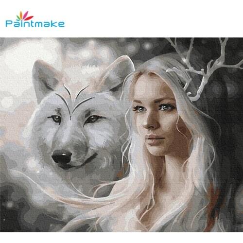 Paintmake Animal DIY Paint By Numbers women Oil Painting on canvas For Home room decor Wall Art Picture Gift 40*50cm