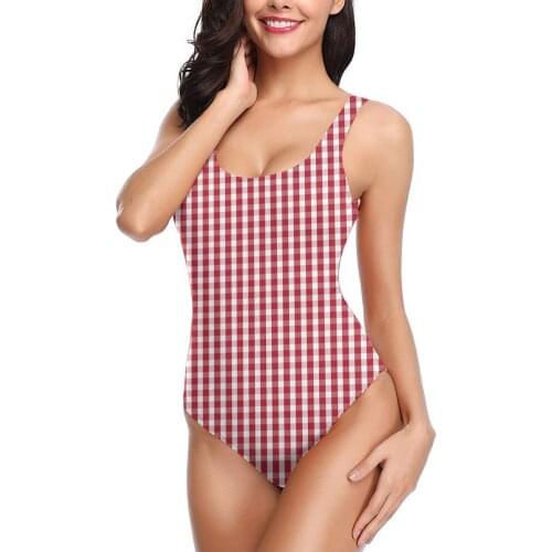 USA Flag Red And White Gingham Checked Exotic Bikinis Women Swimsuit Low Waist elastic Women beach bathing suit SwimSuit M3