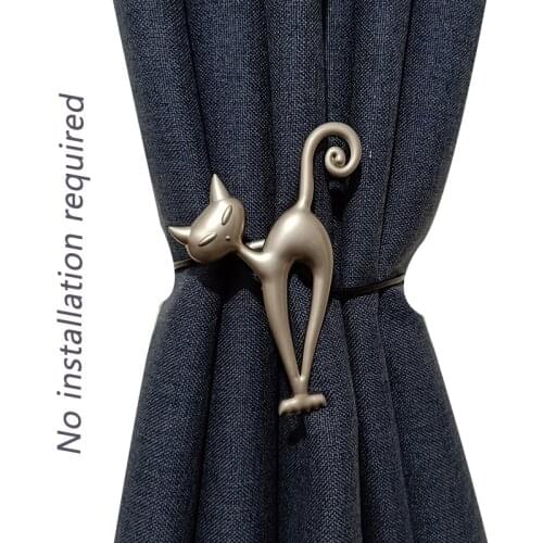 Cat Shape Strong Curtain Tiebacks Alloy Hanging Belts Ropes Curtain Holdback Curtain Rods Accessoires Curtain Ring pole clamp