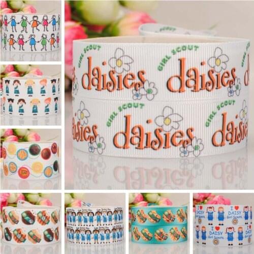 7/8"22mm lively scout girl ribbon printed grosgrain cookie ribbon bows and ribbons free shipping