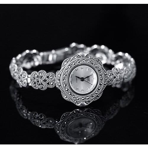 Hot Sale Silver Watch Top Quality Limited Classic S925 Silver Jewelry Watch Real Pure Silver Bracelet Watches Real Silver Bangle