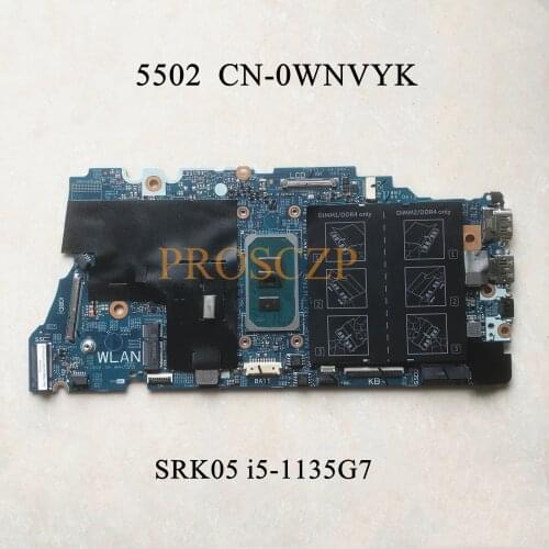 For DELL 5502 Laptop Motherboard SRK05 I5-1135G7 CPU With CN-0WNVYK 0WNVYK WNVYK 19861-1 100% working well