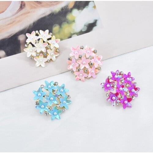 Trendy Crystal Flower Cartilage stud Earring Stainless Rhinestone Stud Earrings Cute small pearl Ear Stud Modelling Earrings Jew