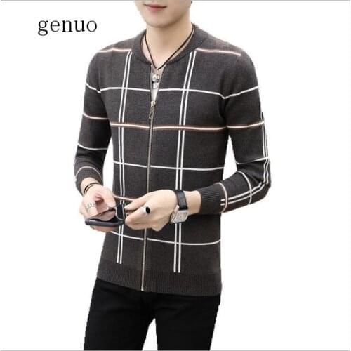 Men Sweater Cardigan Zipper Striped 2020 New Arrival Autumn And Winter Thin Slim Male Knitted Coat