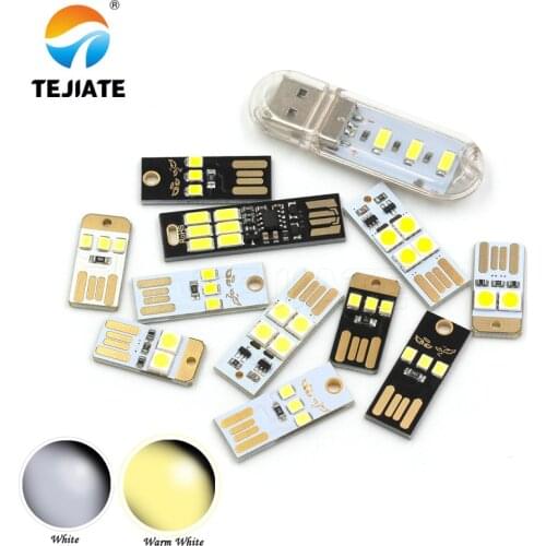 2pcs Night Lamp Mini Pocket Card Power Keychain Night Light USB LED Bulb Book Light For Laptop PC Powerbank white Warm white