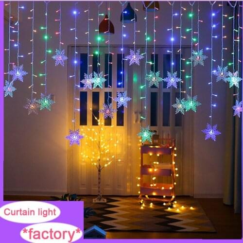 2020 New Christmas Decoration Curtain Snowflake LED String Lights Flashing Lights Curtain Light Waterproof Outdoor Party Lights