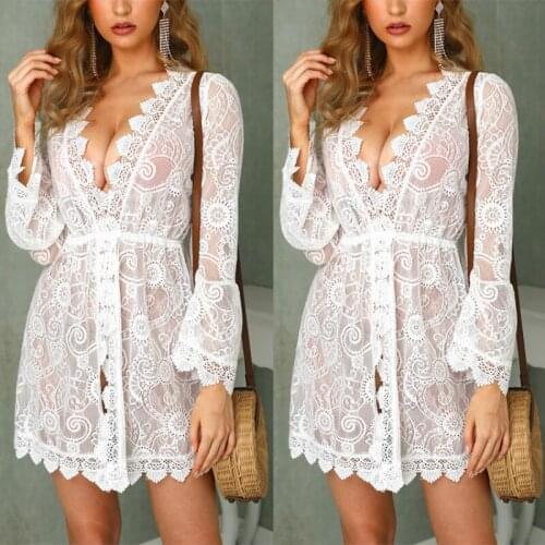 New sexy hollow out perspective lace interesting basic dress night dress woman