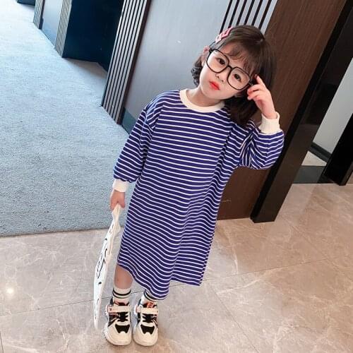 New Stripe Spring Summer Girls Dress Kids Teenagers Children Clothes Outwear Special Occasion Long Sleeve High Quality