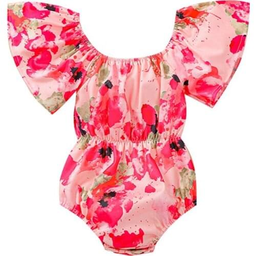 New Arrival Baby Girls Pink Bodysuit Sweet Style Summer Creative Camouflage Pattern Short Sleeve Round Collar Jumpsuit Clothing