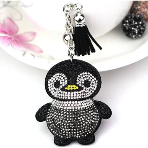 Wholesale Crystal Key Chain Rhinestone Charms Penguin Keychain Fashion For Car Key Ring Accessories