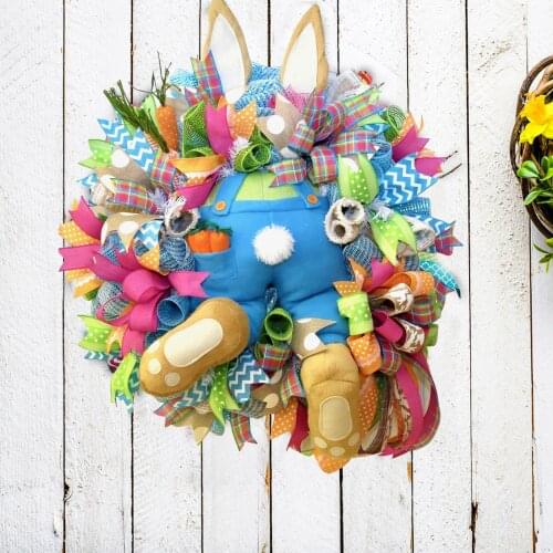 Happy Easter Thief Bunny Butt Wreath With Easter Cross Garland Home Decor Spring Wedding Wreath Cartoon Bunny Shape Ornaments