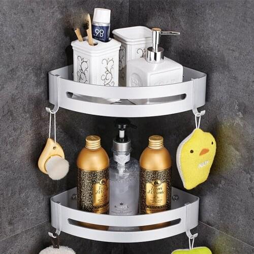 Bathroom Shelf Bath Shower Shelf Bath Shampoo Holder Bathroom Corner shelf Wall Mounted Black Aluminum