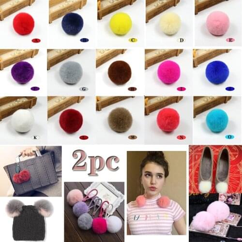 16 Colors Real Fur Ball 6cm Pompom Pompon Rabbit Ball Fur DIY Ponpon 2 x Real Fur Ball