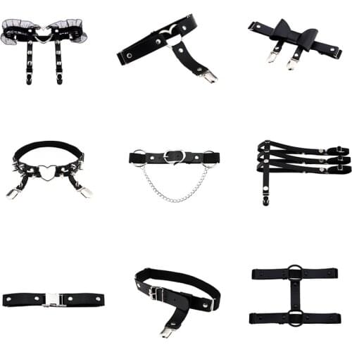 Sexy Women Garter Plus Size Chain Belt Elasticity Harness Heart Leg Chain Garter Belts Cosplay Pastel Goth Thigh Ring Garter