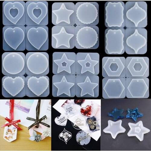 Transparent Big Rectangular Pendant Hanging Tags Silicone Mold Heart Epoxy Resin Mold for DIY Crafts Jewelry Making Accessories