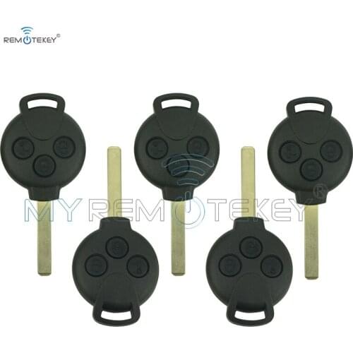 Remtekey 5pcs Remote car key fob 3 button 434 mhz 7941 chip for Smart Fortwo 2007 2008 2009 2010 2011 2012 2013