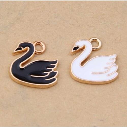 Daisies 100pcs Enamel Swan Charm Zinc Alloy Animal Shape Pendant For Jewelry Making Bracelet Craft Diy Handmade