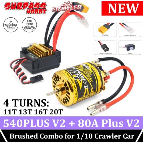 SURPASS HOBBY Rocket 540PLUS V2 Brushed Motor Waterproof Motors 11T 13T 16T 20T Brush ESC 80A PLUS V2 ESC for 1/10 Crawler Car