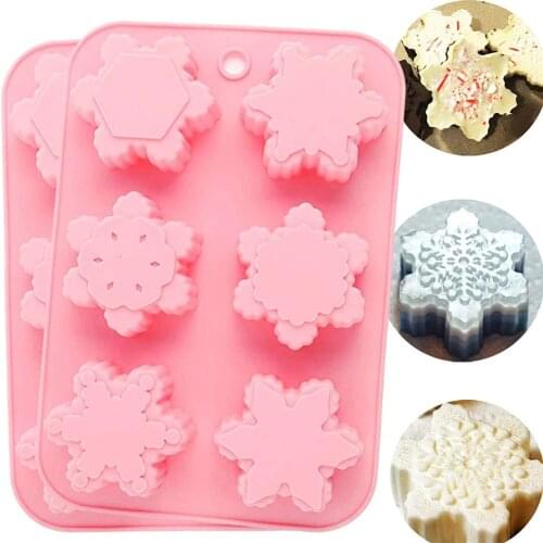 Silicone Soap Molds Snowflakes Handmade Loaf Baking Mould Cake Pan Biscuit Ice Cube Tray for Craft Candlle Mold Pudding Making
