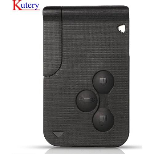 Kutery 3 Button Smart Card For Renault Clio Logan Megane 2 3 Koleos Scenic Card Case Black Car Key Fob Shell With Small Key