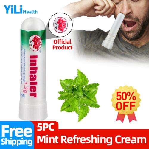 Thailand Nasal Inhaler Rhinitis Mint Cream Allergy Reliever Sinusitis Runny Nose Congestion Itchy Cool Herbal Essential Oils