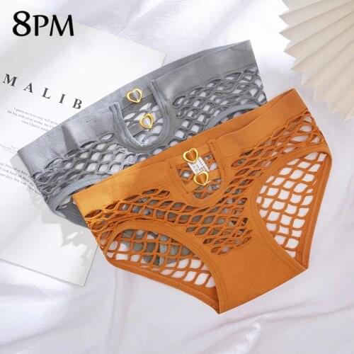 3pcs/lot Women Sexy Underpants Cotton Thong Underwear Mid-waist Brief Temptation Hollow Out Ladies Quick Drying Briefs ouc1095