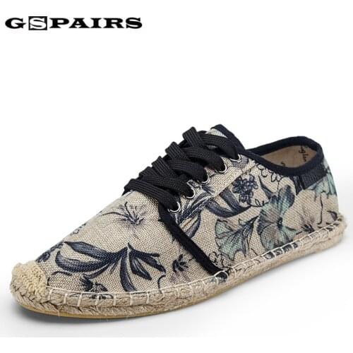 Mens Shoes Casual Lace Up Espadrilles Men Summer Canvas Hemp Rope Shoes Men Breathable Mens Footwear Zapatos Hombre Unisex