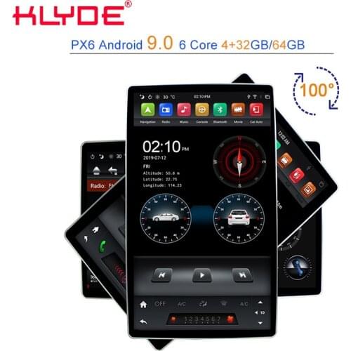 KLYDE KD-1280 PX6 Android 9.0 Universal Car Stereo 2Din Car Video Player With Radio GPS WIFI 12.8 Inch Rotation Screen