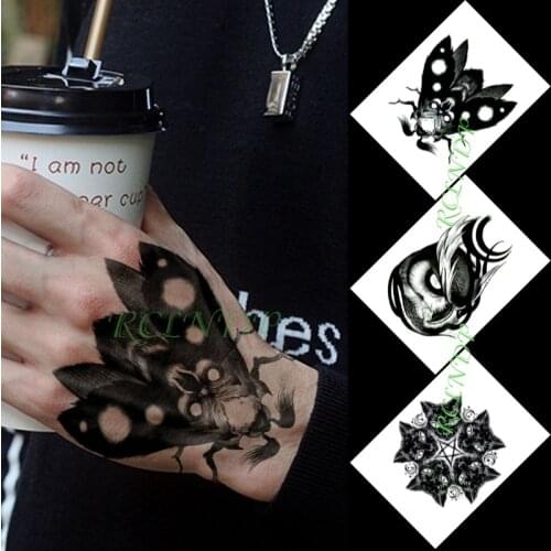 Waterproof Temporary Tattoo Sticker Moth Insect Cat Animal Tattoo Stickers In Hand Flash Tattoo Fake Tattoo for Men Women Girl