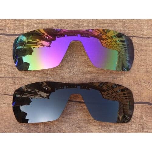 Vonxyz 2 Pieces Stealth Black & Violet Mirror Polarized Replacement Lenses for-Oakley Offshoot Frame