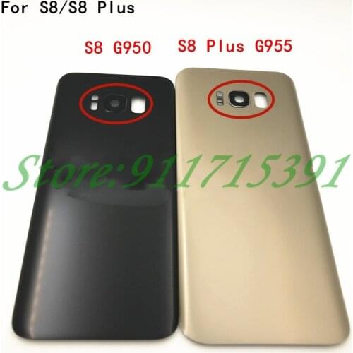10Pcs/Lot Back Glass For Samsung Galaxy S8 G950 G950F & S8 Plus G955 G955F Battery Cover Rear Door Housing with Camera Lens+Logo