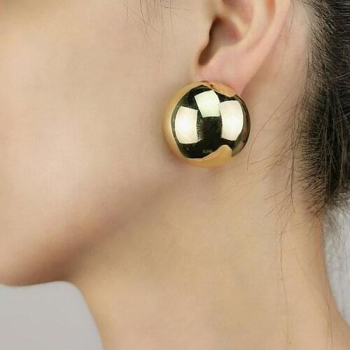 MANILAI 30mm Circular Smooth surface Metal Stud Earrings For Women Fashion Simple Round Alloy Big Earrings Jewelry Accessories