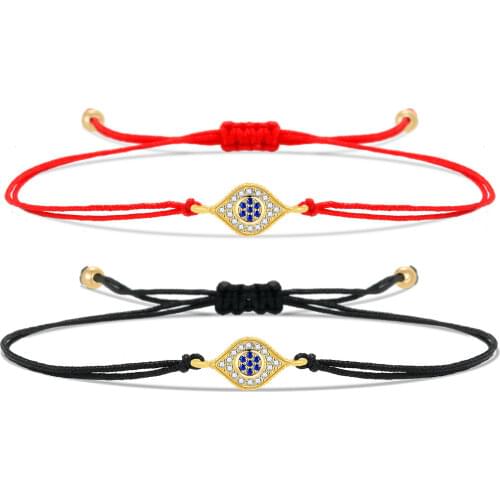 White Zircon Crystal Blue CZ Evil Eye Charm Bracelet Women 2019 New Fashion Cubic Zirconia Copper Eye Pink Red String Jewelry