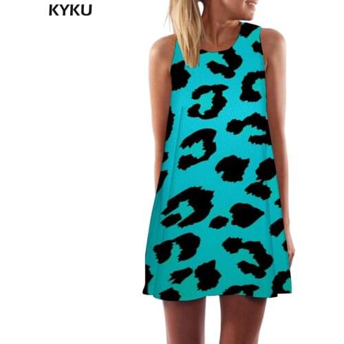 KYKU Leopard Dress Women Cheetah Party Harajuku Ladies Dresses Hip Hop Tank Womens Clothing Elegant Sleeveless Tunic Cool