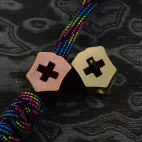 1pcs Cross Brass Knife Beads Paracord Umbrella Rope Cord Outdoor Knife EDC Lanyard Pendant