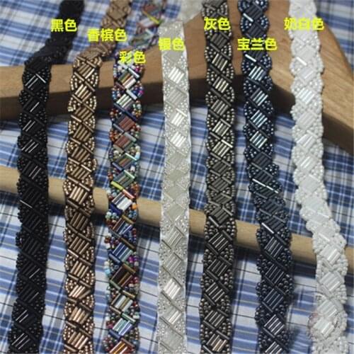1Yd/lot 1.5cm wide colorful beadshandmade clothing bead tube lace clothes collar flower lace accessories A1169