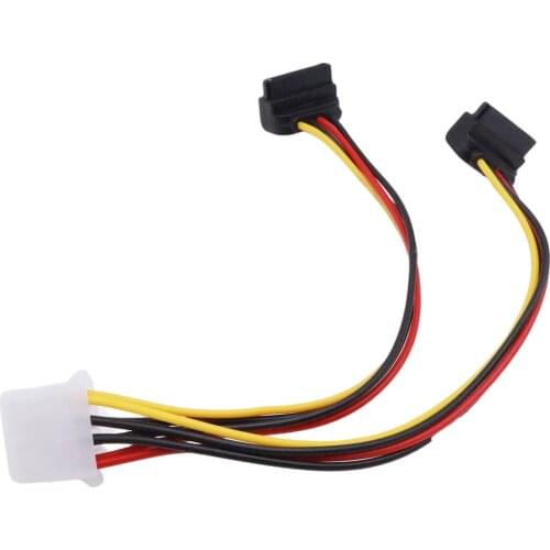 10pcs 4 Pin Molex IDE Female to 2x SATA Female 90° Right Angle HDD Power Y Splitter Cable