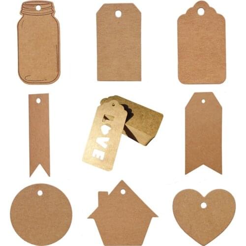 100pcs Blank Kraft Paper Tags Multiple Patterns Creative Bottle Dress Love Garment Tag Wedding Party Gift Tags Packaging Label